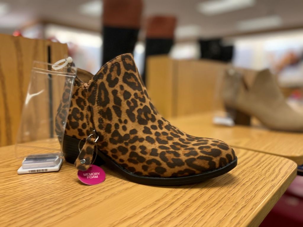 leopard print boot on the shelf at Kohl's