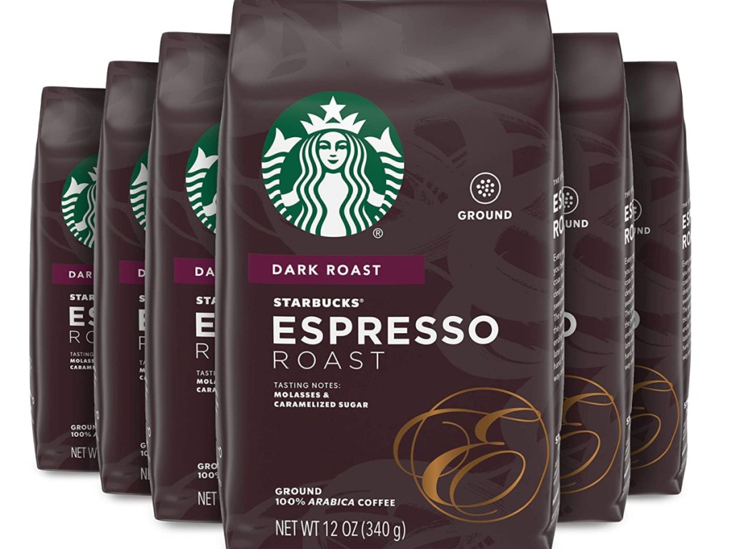 six bags of espresso dark roast ground coffee