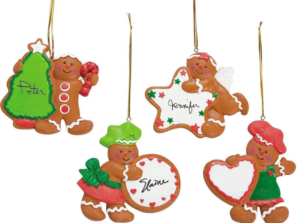 Four Gingerbread men write-on-oraments