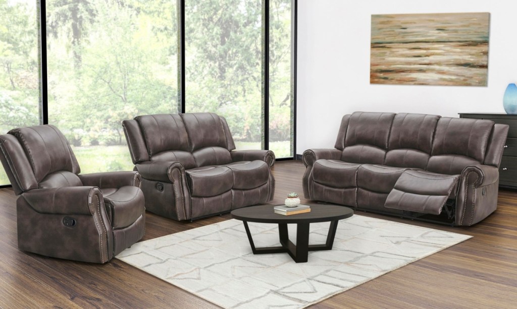 leather furniture set in living room
