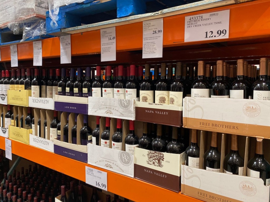 wine aisle at Costco
