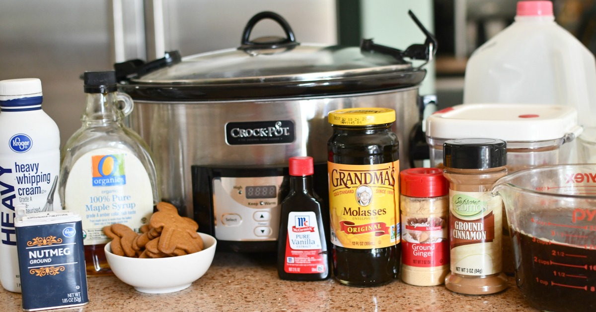 crockpot with gingerbread latte ingredients