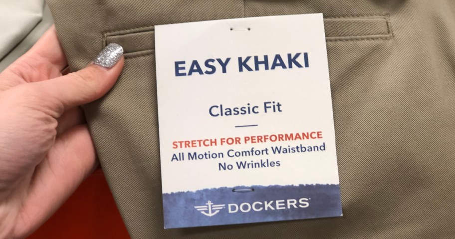 dockers brand pants in hand