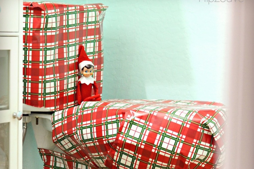 elf on the shelf wrapping paper toilet