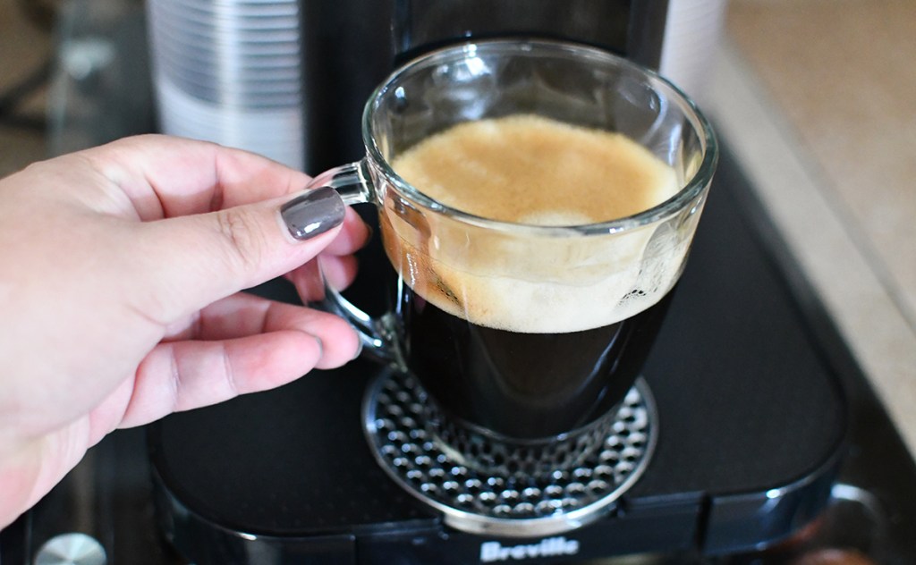 cup of nespresso on breville nespresso machine