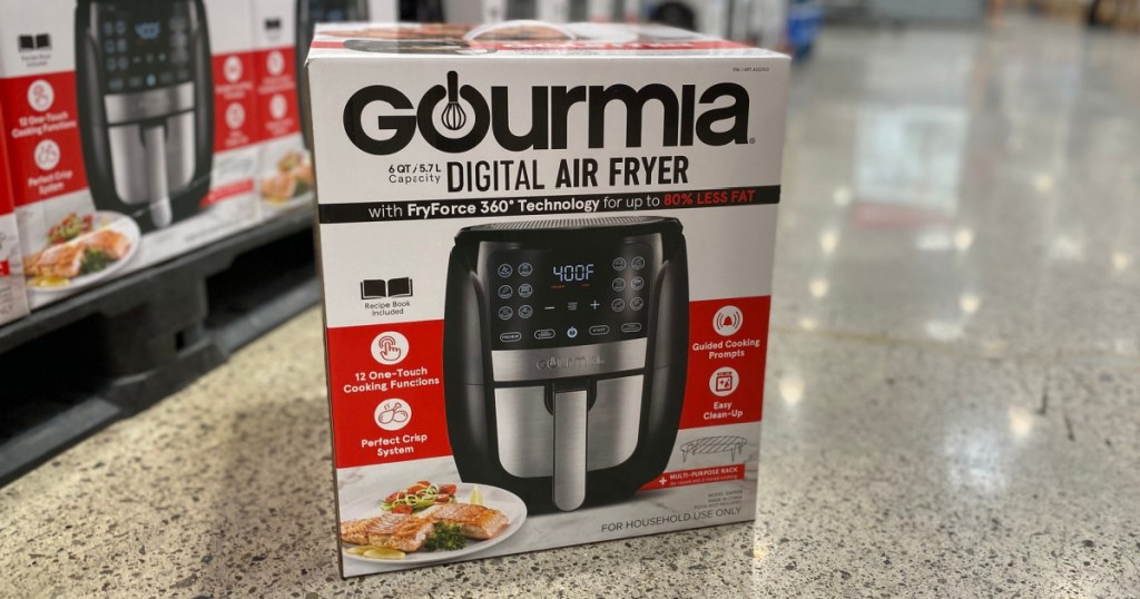 gourmia air fryer in box on floor