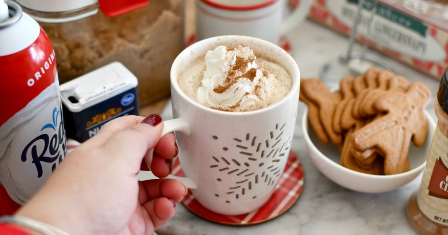 holding a gingerbread latte