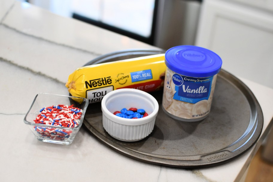 ingredients to make a giant cookie cake