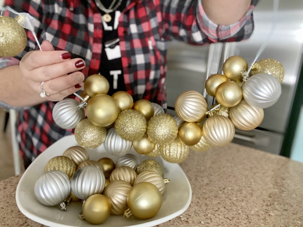 making a wire hanger ornament wreath