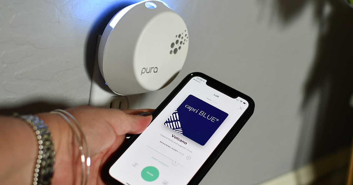 pura smart diffuser with smartphone