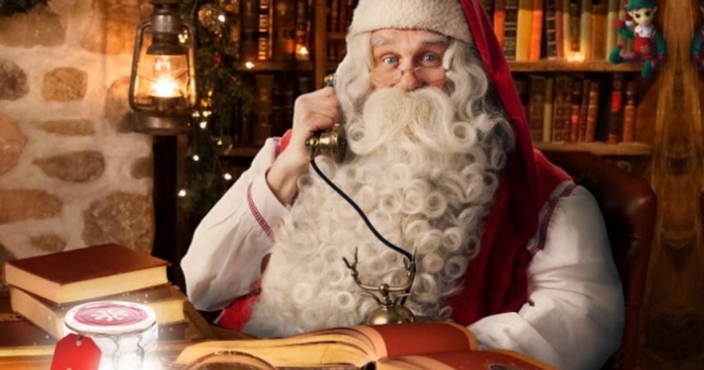 santa claus making a phone call