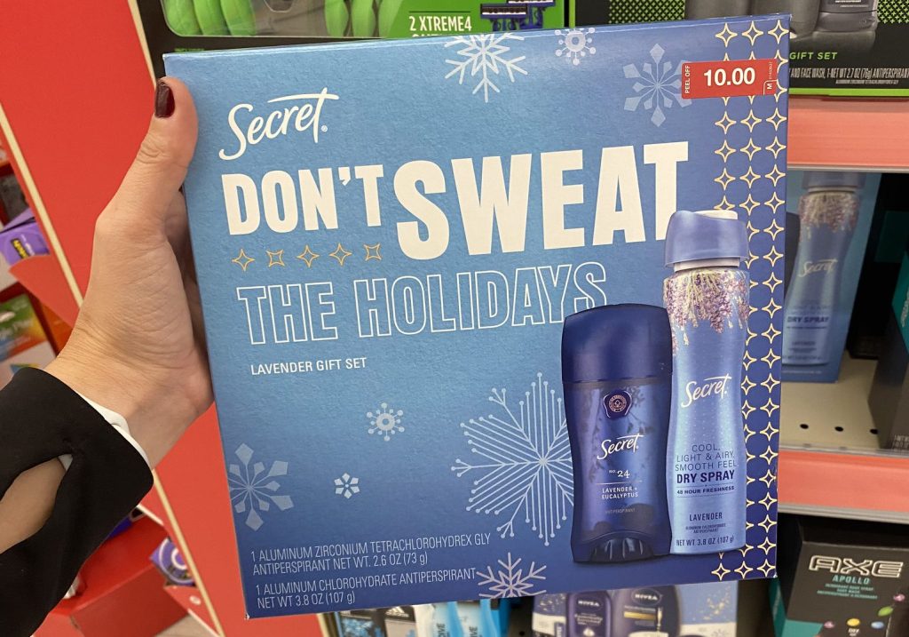 secret gift set in hand in store
