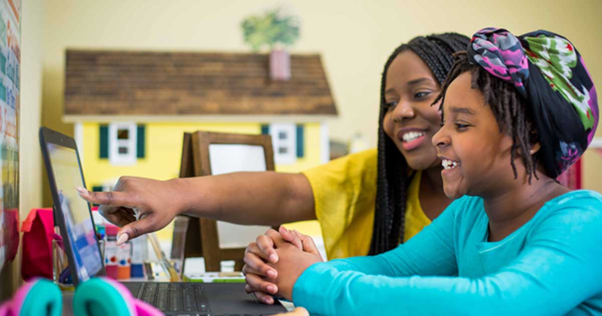 mom and daughter shopping online