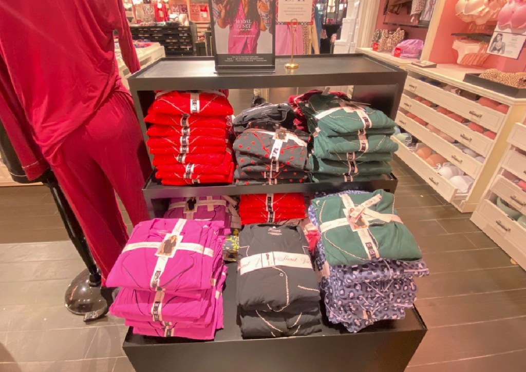 Display of pajama sets at Victoria's Secret