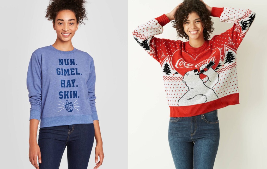 womens ugly sweaters hannakuh and coco cola