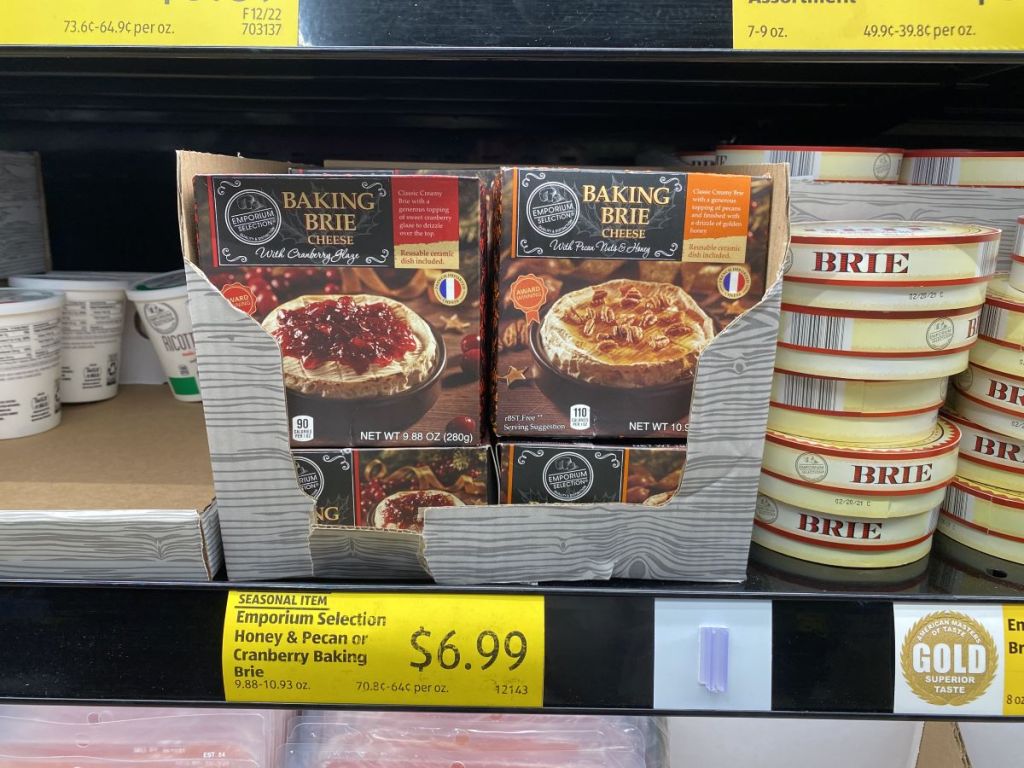 display of baked brie at ALDI