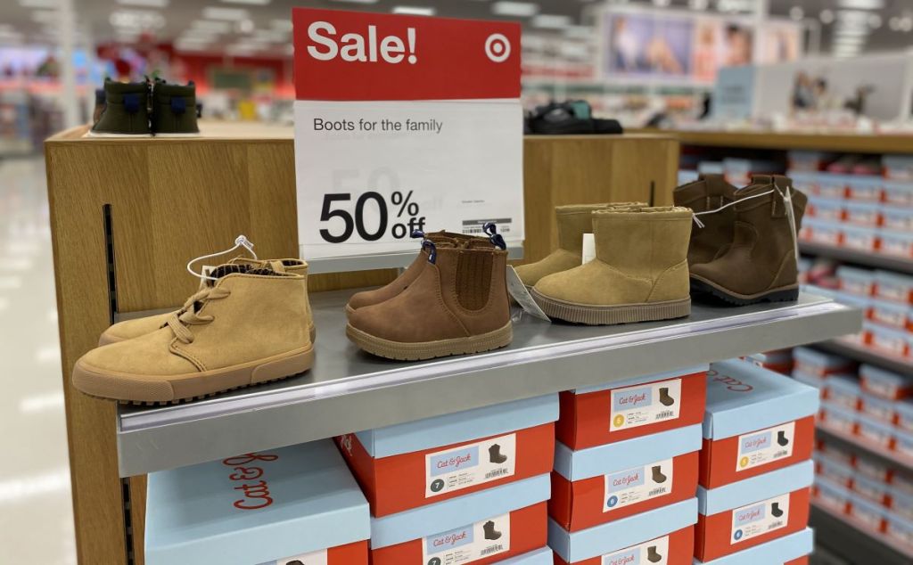 display of boots at Target