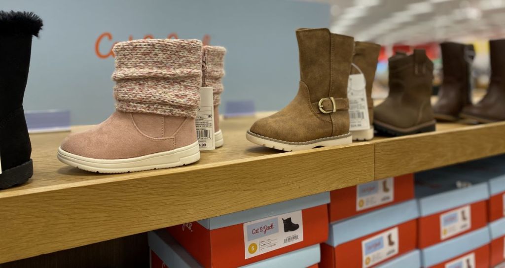 display of girls boots at Target