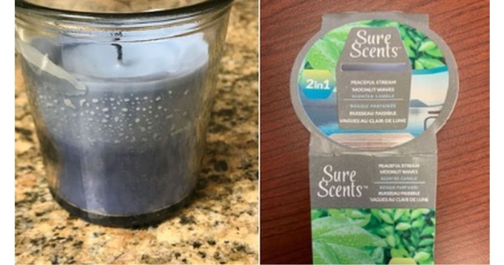 Dollar Tree Sure Scents 2in1 Candle and label