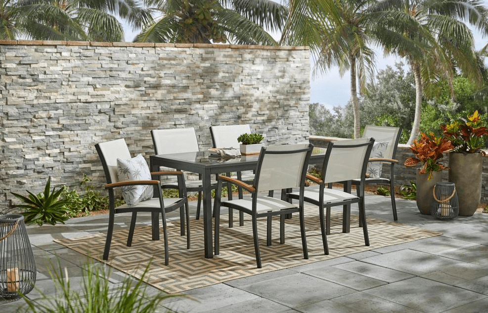 large patio with table and chairs