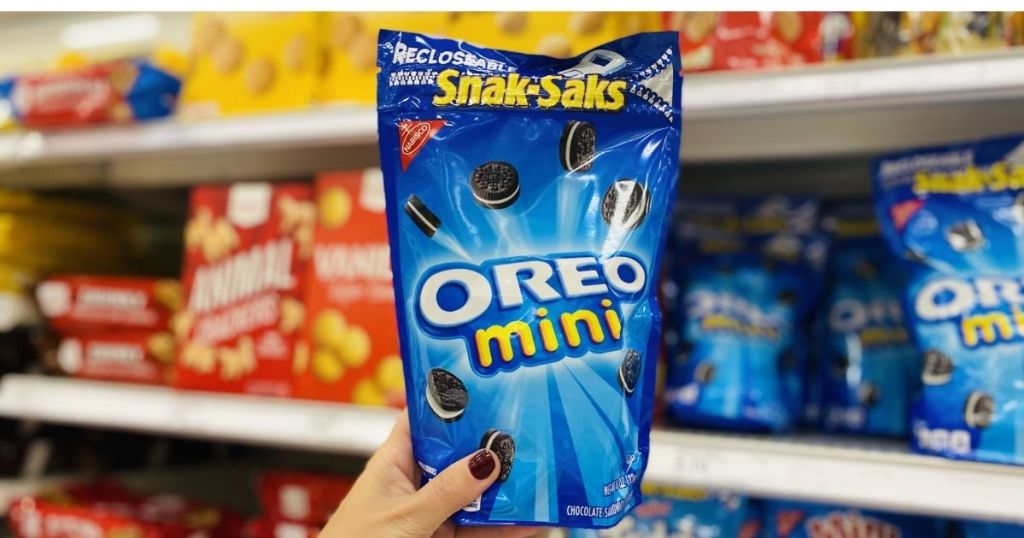 hand holding Nabisco Oreo Snack Saks