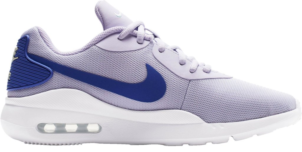 light purple nike running shoe with dark purple accent near heel and on nike logo