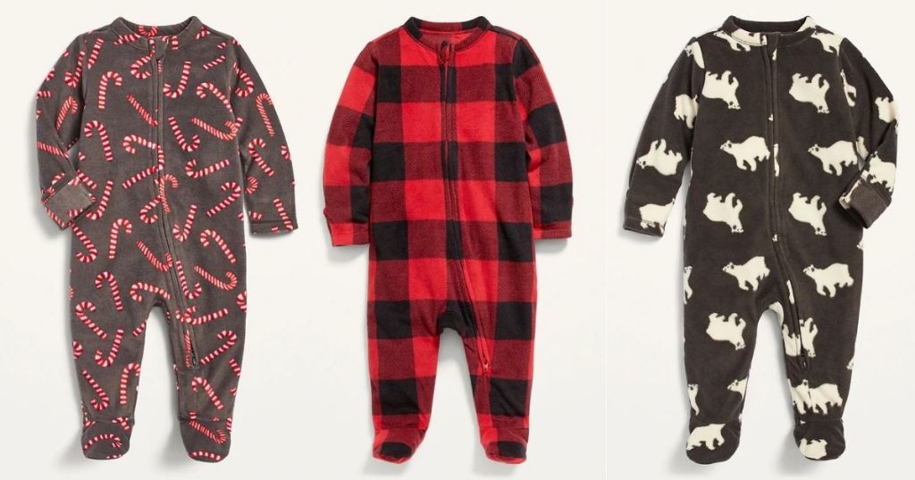 3 Old Navy Jingle Jammies Baby Footies