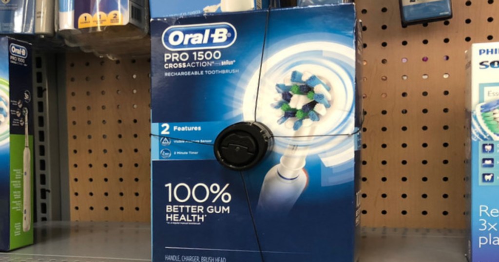 oral b toothbrush on shelf 