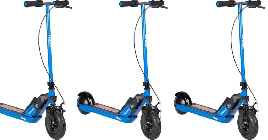 three razor scooters