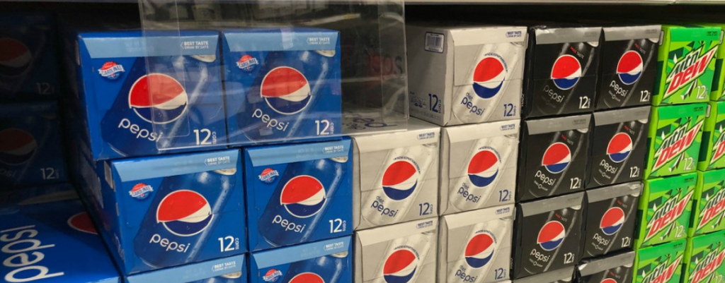 row of pepsi packs at Target