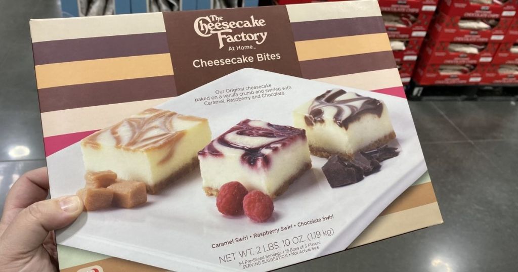 hand holding The Cheesecake Factory Cheesecake Bites