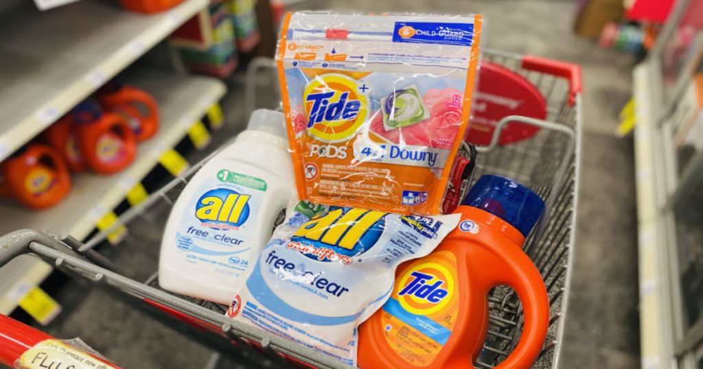 laundry detergent in basket 