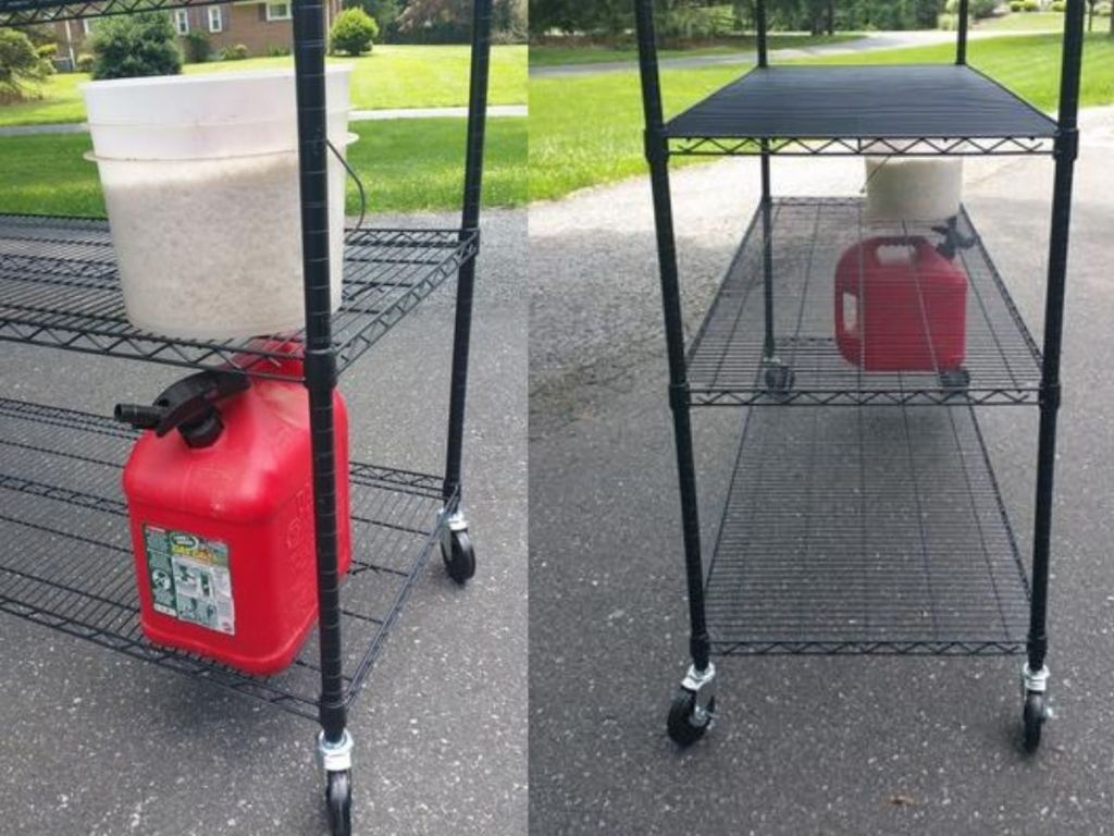 front and side view of Trinity Black Shelving Unit