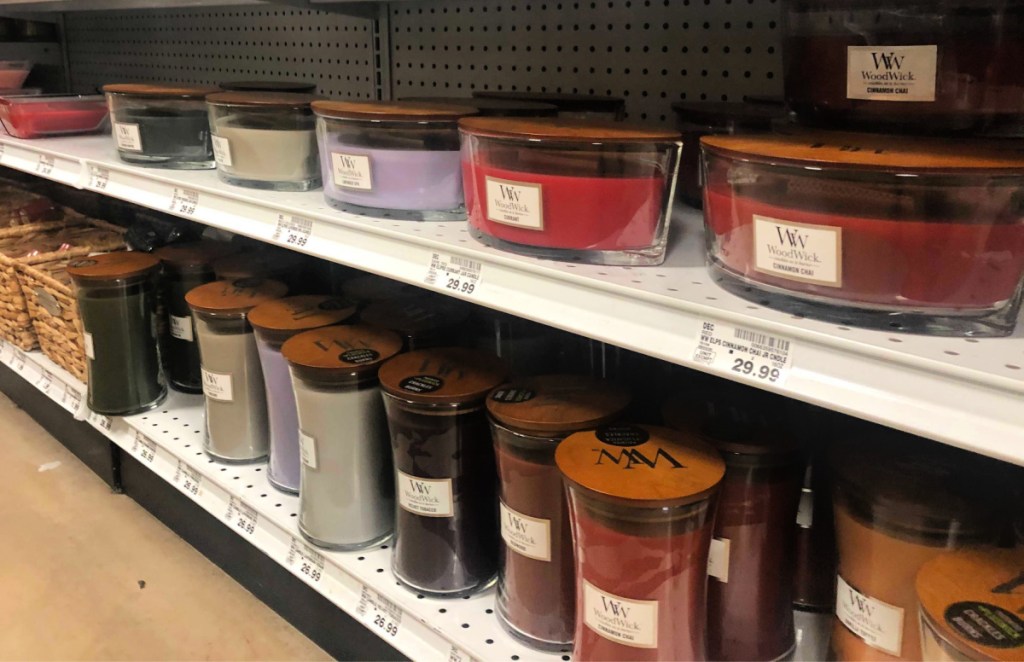 WoodWick Candles on Shelf at store