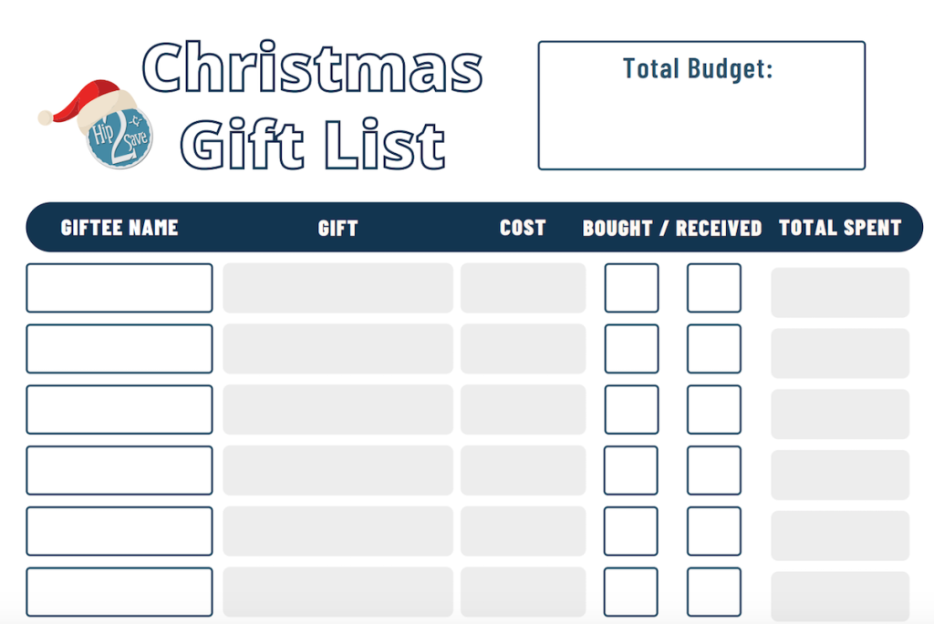 Hip2save christmas gift list printable