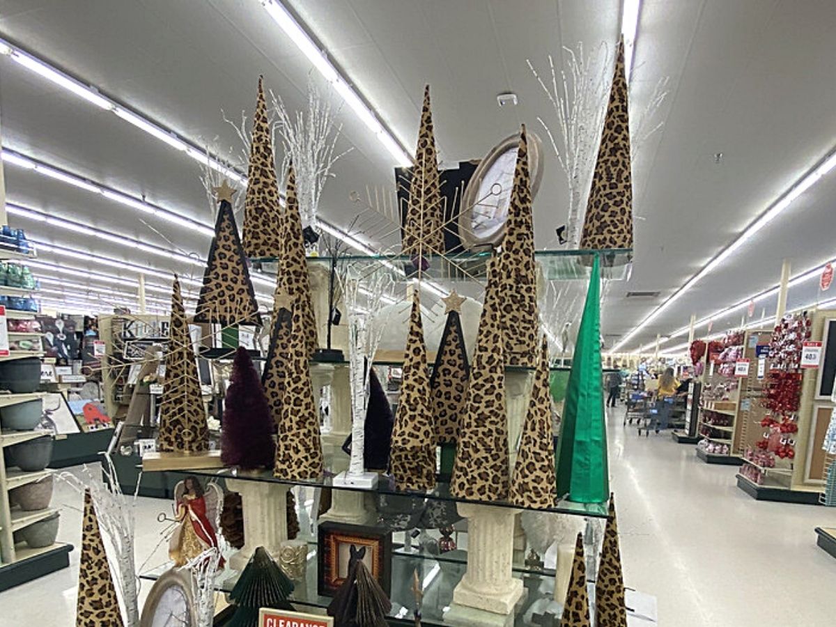 leopard and black Christmas tree decorations