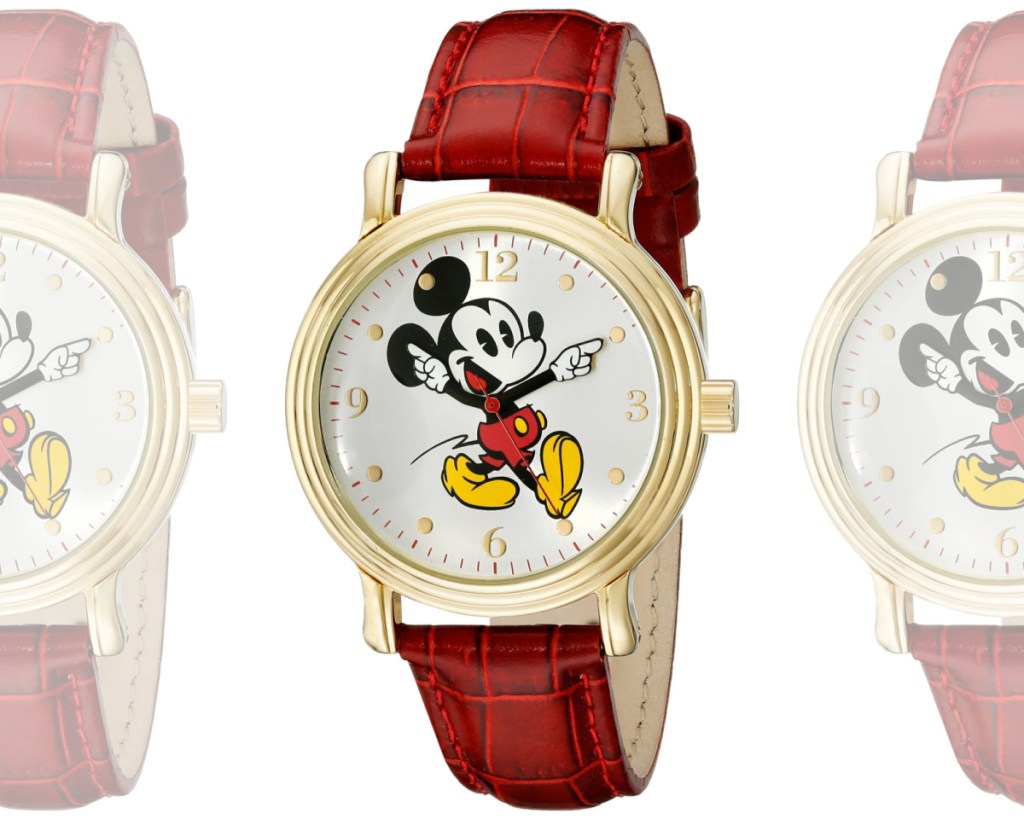 mickey mouse watch with red strap