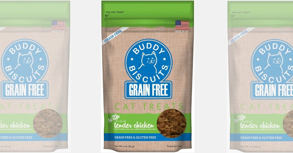 Buddy Biscuits Grain Free Cat Treats in small bags