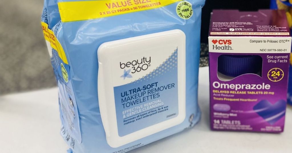 CVS beauty wipes and heartburn medicine