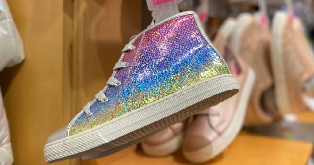 kids sneaker with rainbow sequins