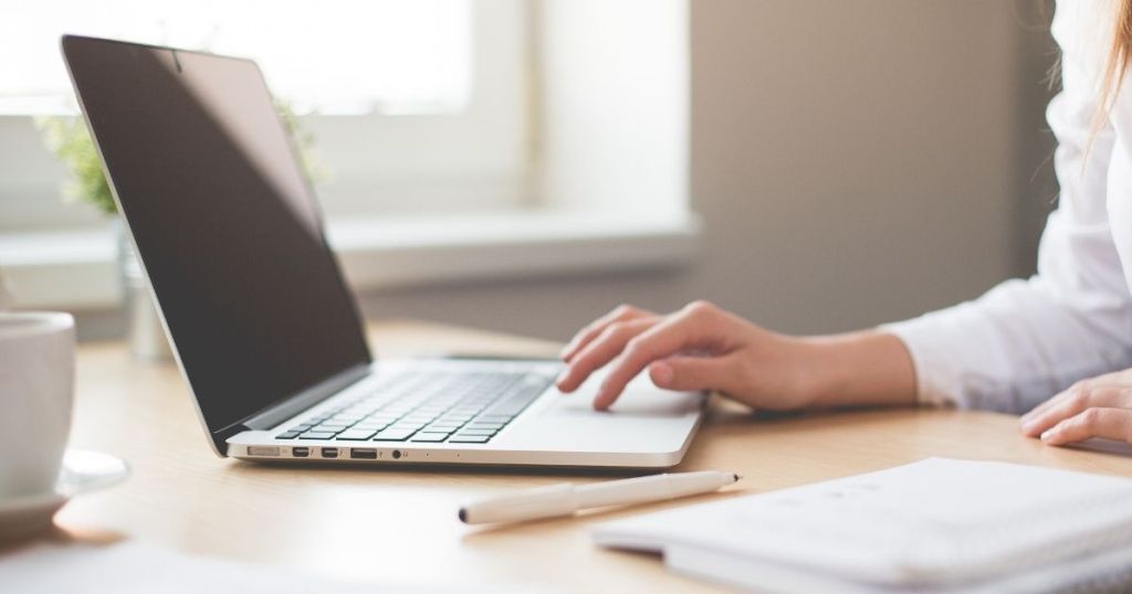 woman working on a computer