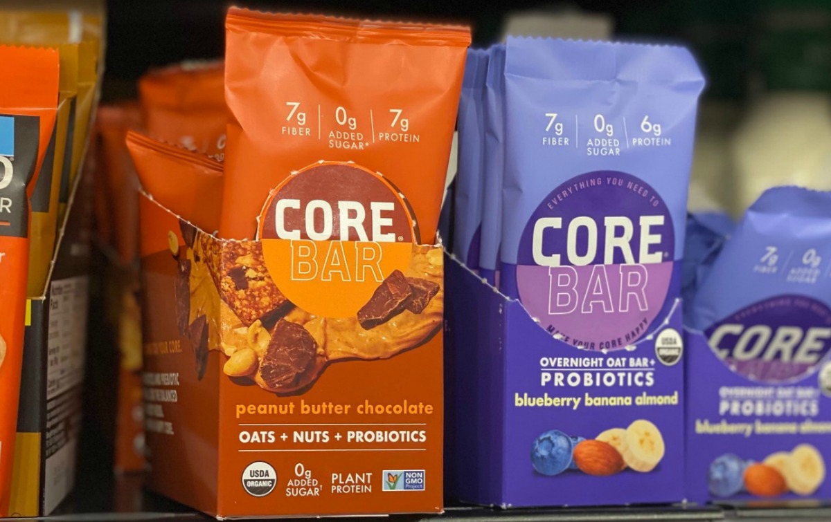 Overnight Oat Bars in packaging on shelf
