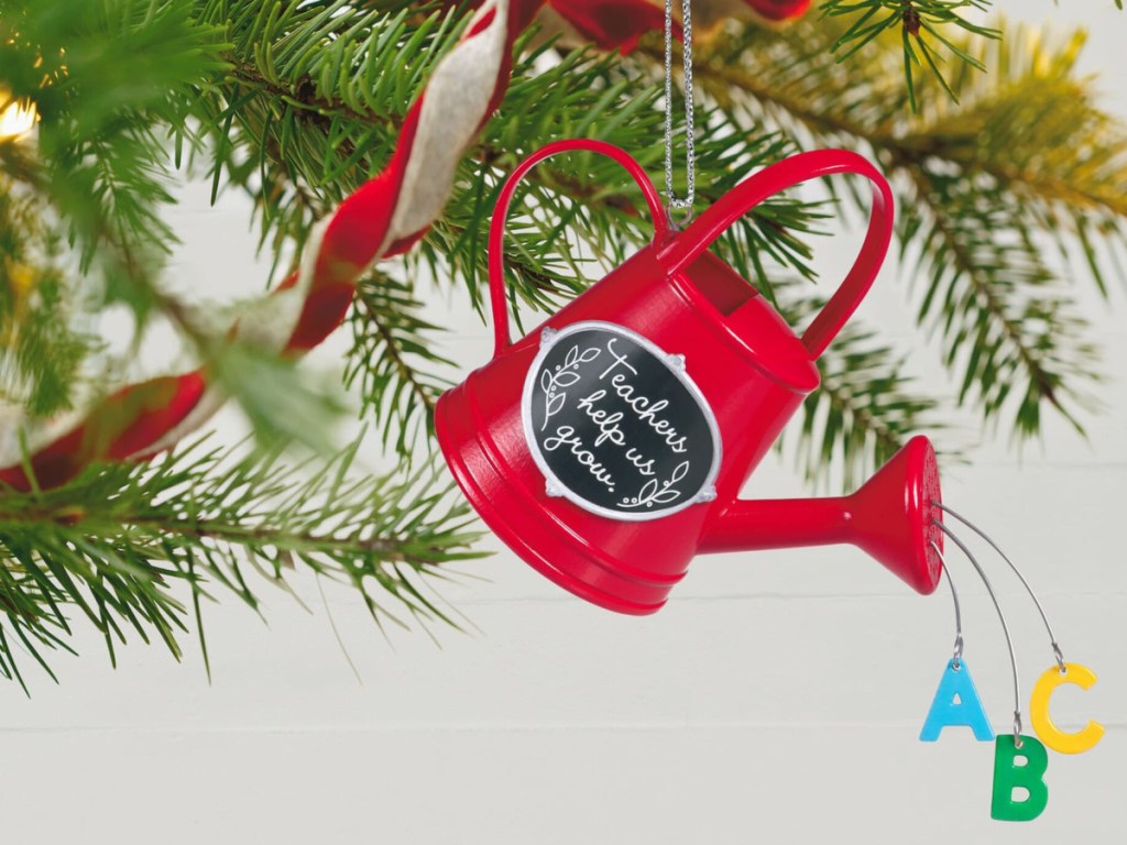 red watering can christmas ornament