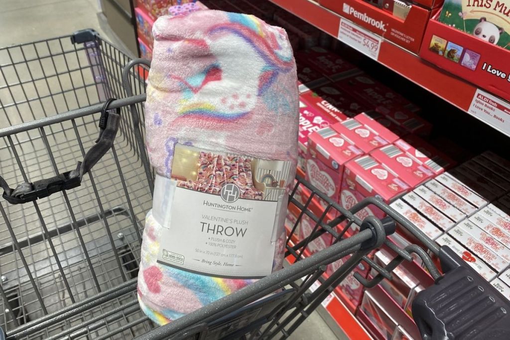 Huntington Home Valentine's Plush Throw in ALDI cart