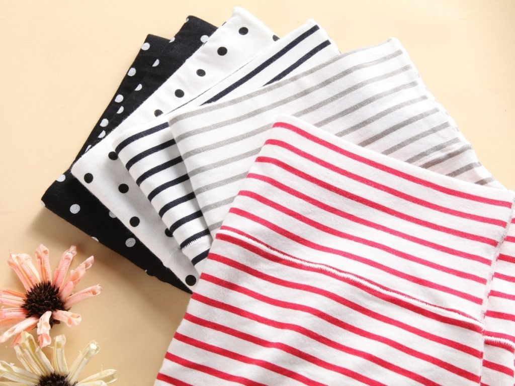 polka dotted and striped high-waisted underwear