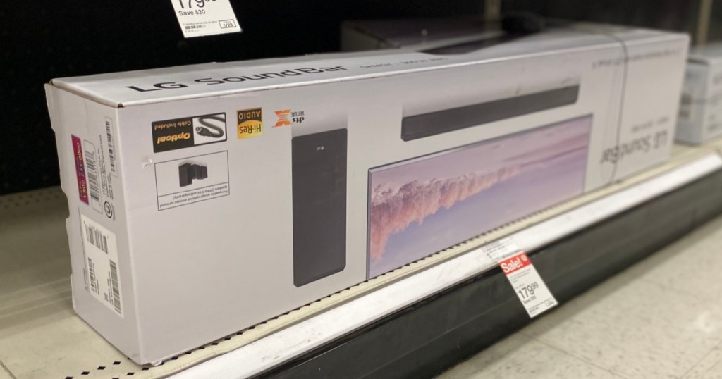 soundbar on shelf 