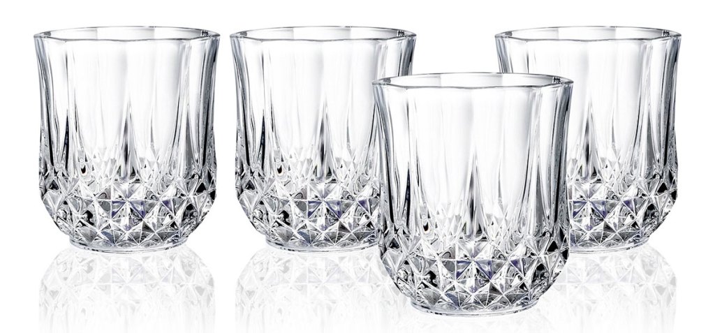 set of four crystal old fashion glasses