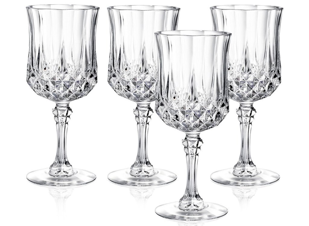 set of four crystal wine glasses