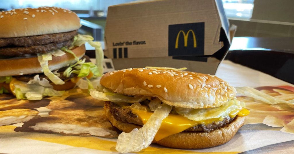 mcdonalds burger with box in background