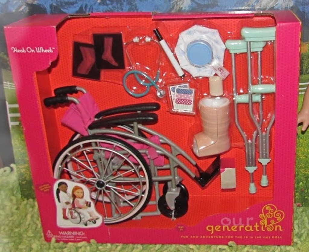 box of Our Generation Heals on Wheels - Wheelchair Accessory Set